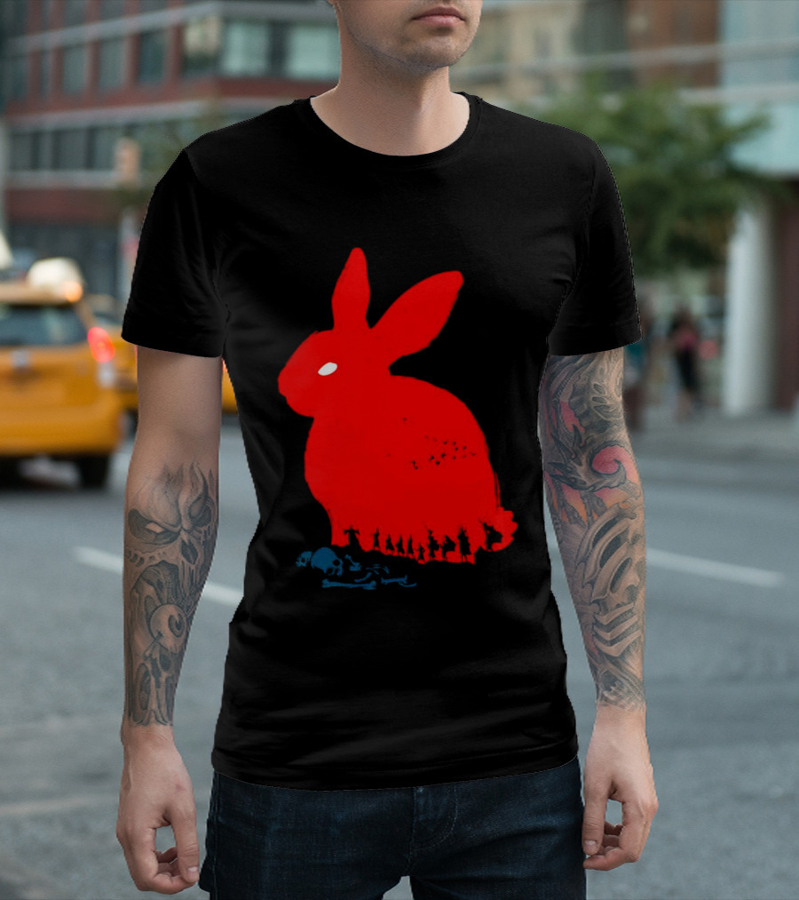 Death Awaits Red Rabbit Skull T-Shirt