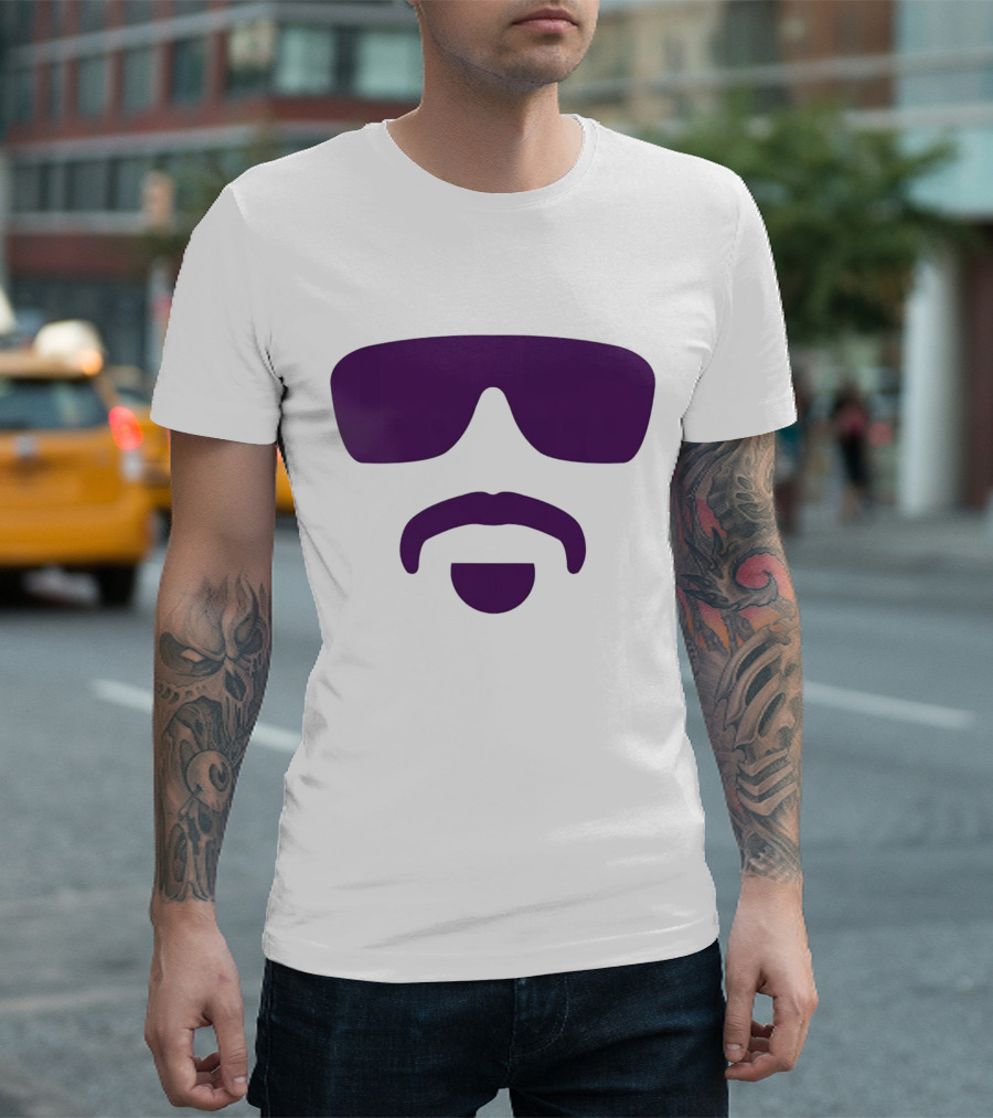Hayden Travinski Moustache and Glasses Purple T-Shirt