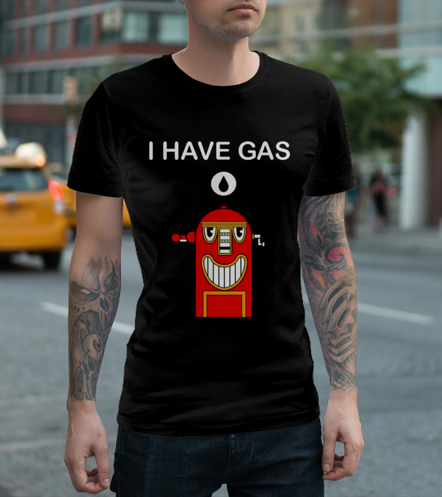 I Have Gas Nerd Geek Smiling Red Gas Pump T-Shirt