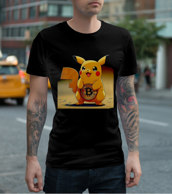 Pikacoin Bitcoin Pikachu Holding Cryptocurrency Coin T-Shirt