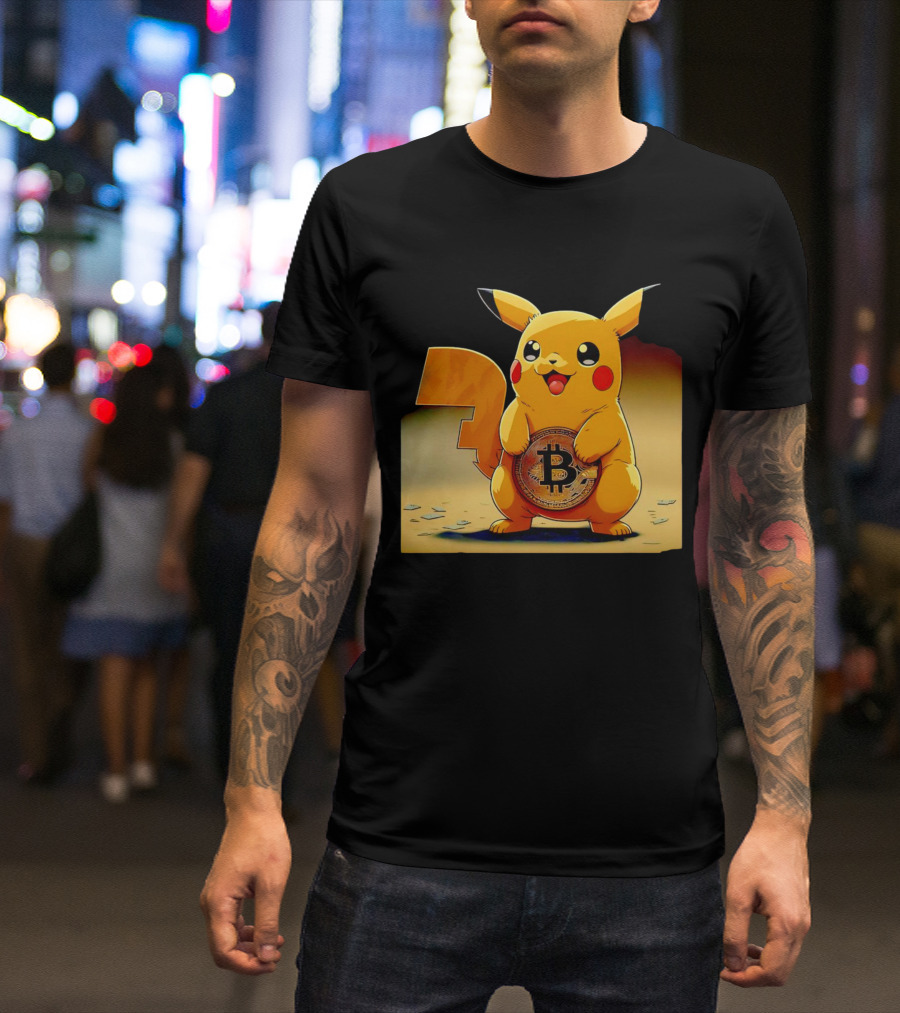 Pikacoin Bitcoin Pikachu Holding Cryptocurrency Coin T-Shirt