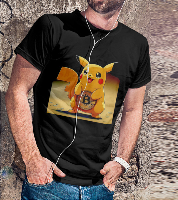 Pikacoin Bitcoin Pikachu Holding Cryptocurrency Coin T-Shirt