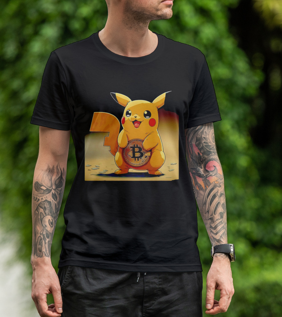 Pikacoin Bitcoin Pikachu Holding Cryptocurrency Coin T-Shirt