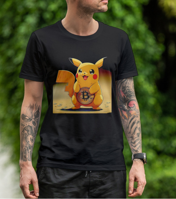 Pikacoin Bitcoin Pikachu Holding Cryptocurrency Coin T-Shirt