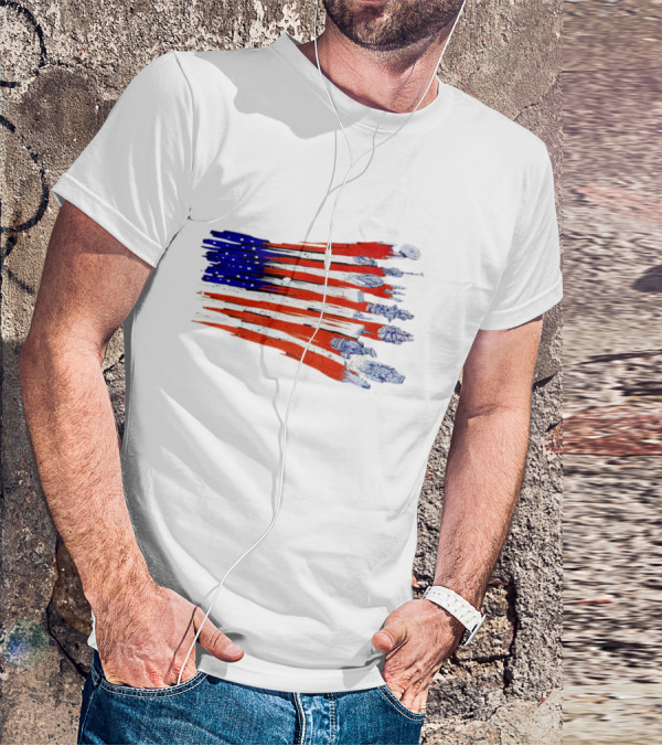 Spaceship American Flag Star Wars Starships Millennium Falcon X-Wing NASA Apollo Saturn V T-Shirt