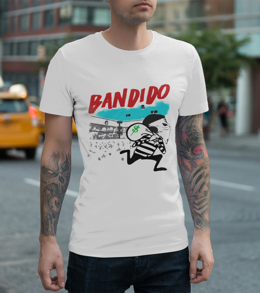 Bandido Ándale Wrestling Heist Comic Style With Luchador Ring And Money Bag T-Shirt