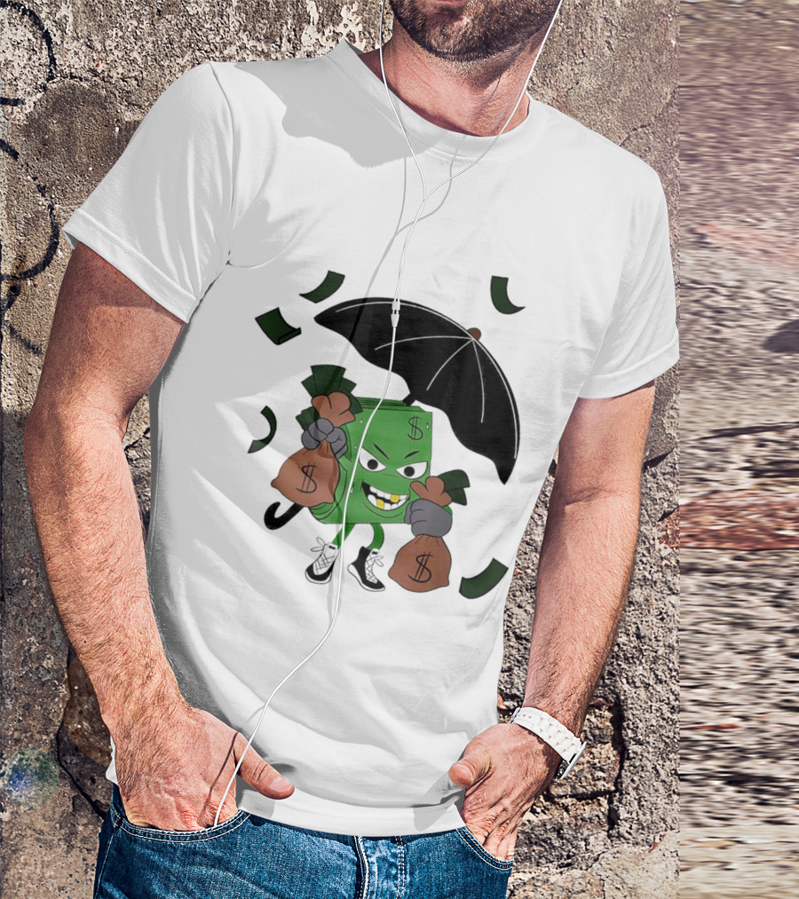 Money Man Holding Money Bags And Umbrella T-Shirt