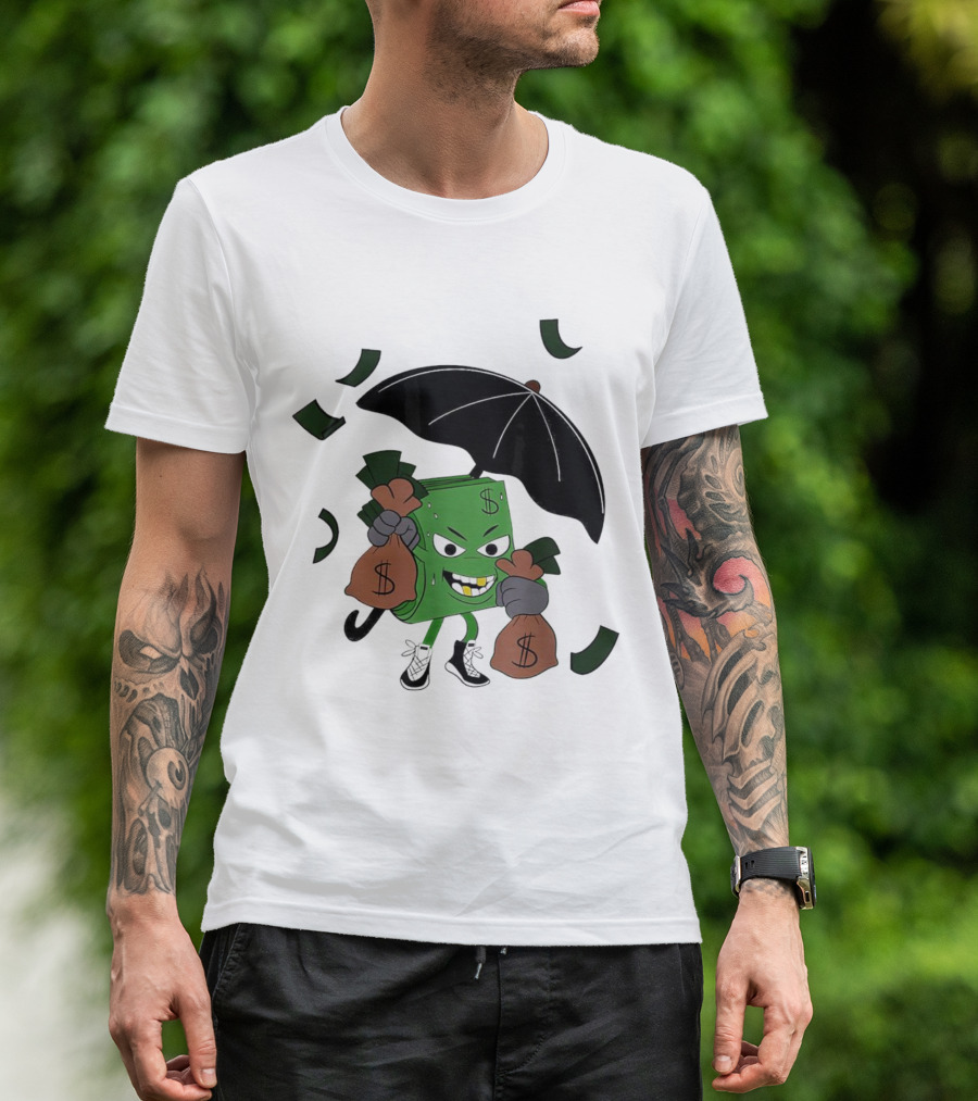 Money Man Holding Money Bags And Umbrella T-Shirt
