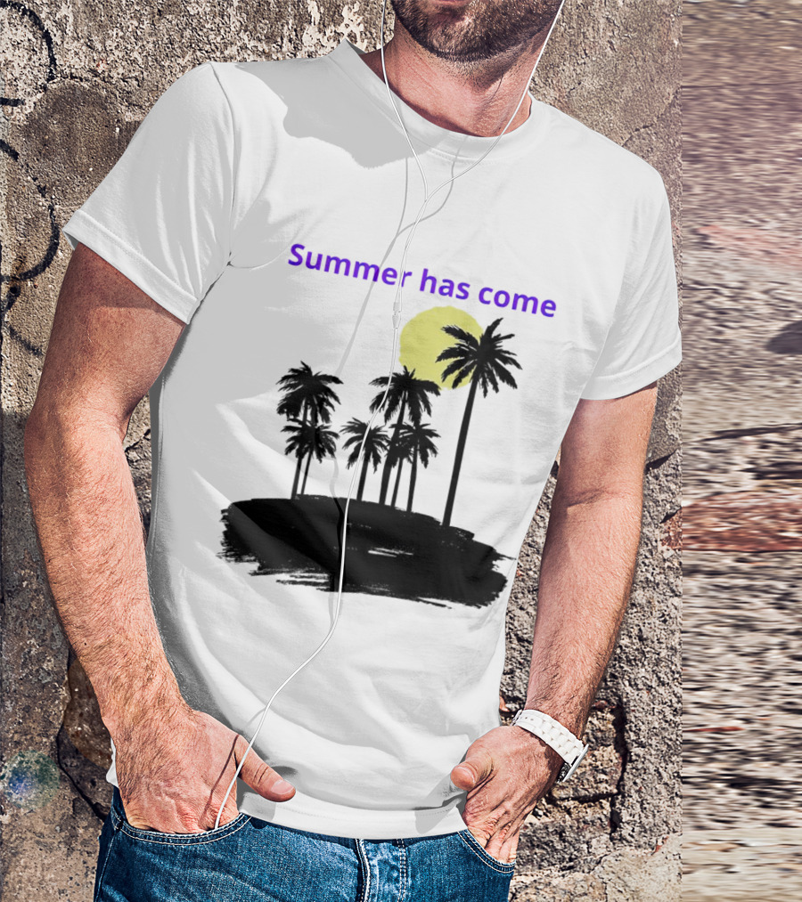 Summer Has Come Tropical Palm Silhouette Moonlit Evening T-Shirt