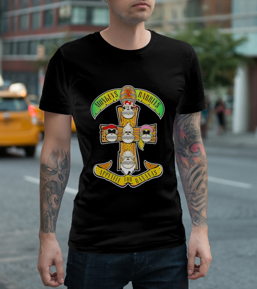 Monkeys Barrels Appetite for Bananas Donkey Kong T-Shirt