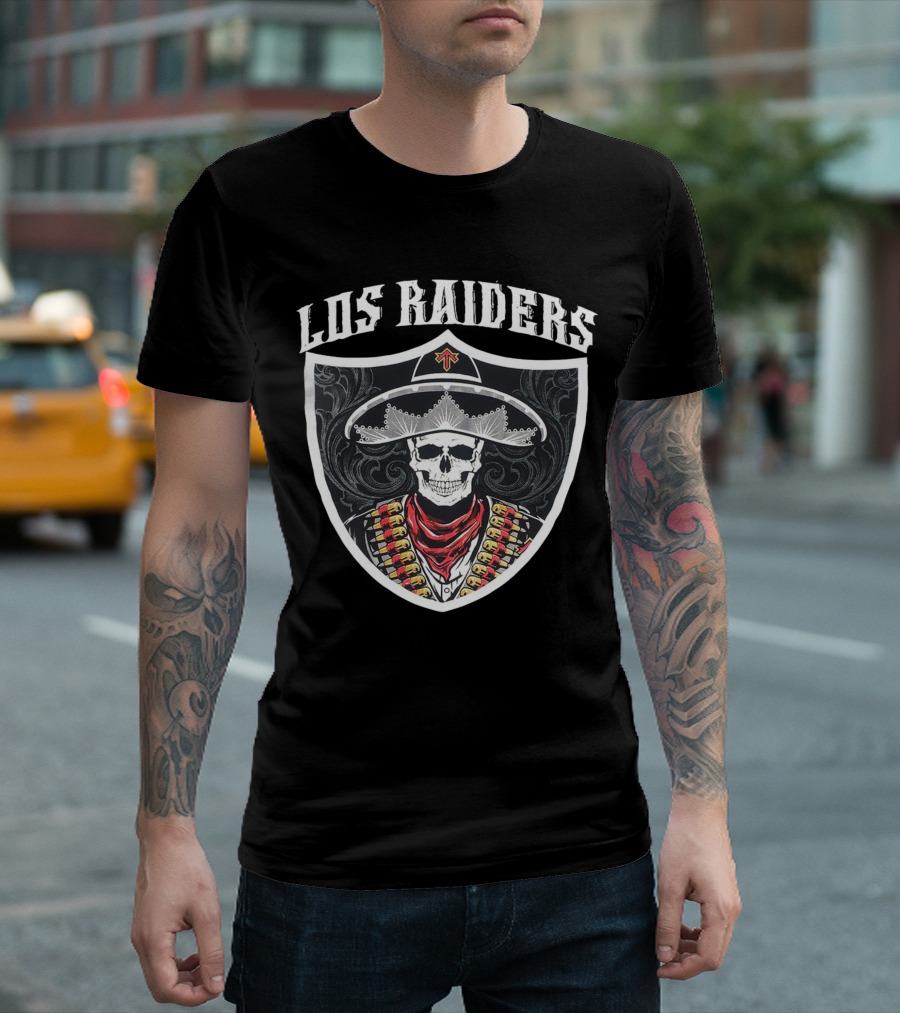 Los Raiders Sombrero Skull Shield T-Shirt