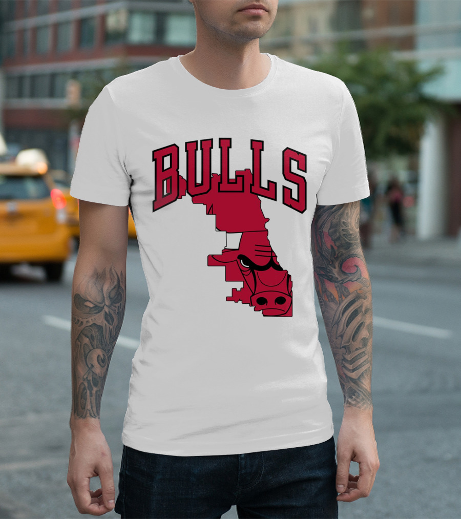 Bulls Chicago Map T-Shirt
