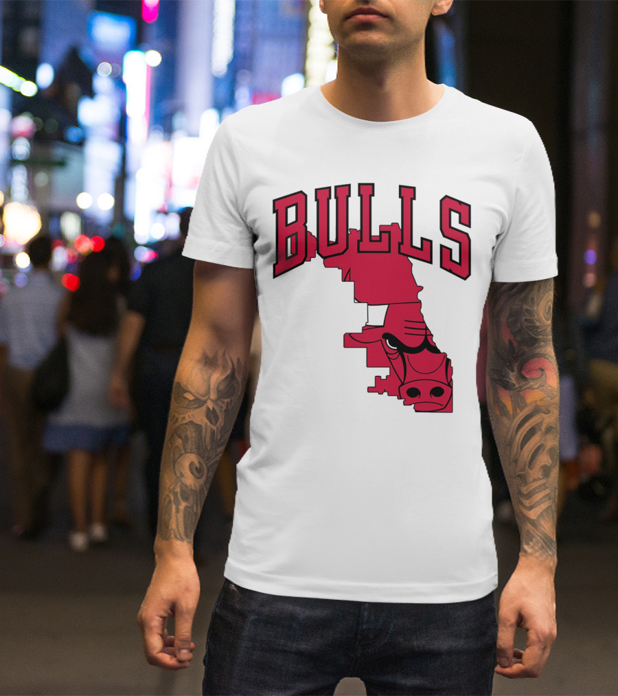 Bulls Chicago Map T-Shirt