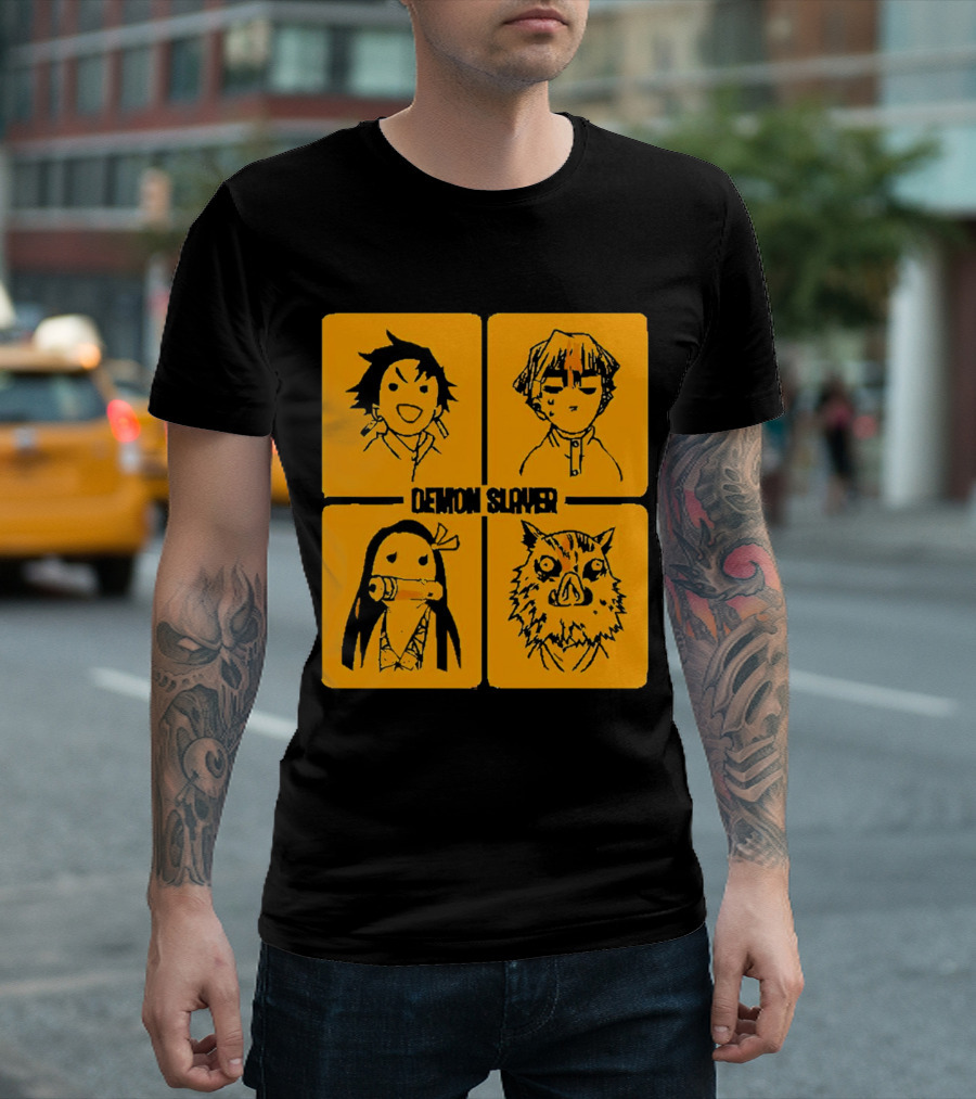 Demon Slayer Tanjiro Nezuko Inosuke Zenitsu Iconic Characters T-Shirt