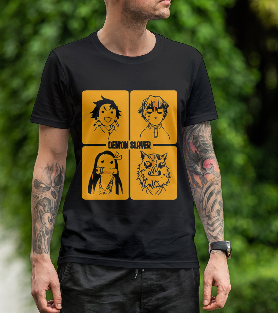 Demon Slayer Tanjiro Nezuko Inosuke Zenitsu Iconic Characters T-Shirt