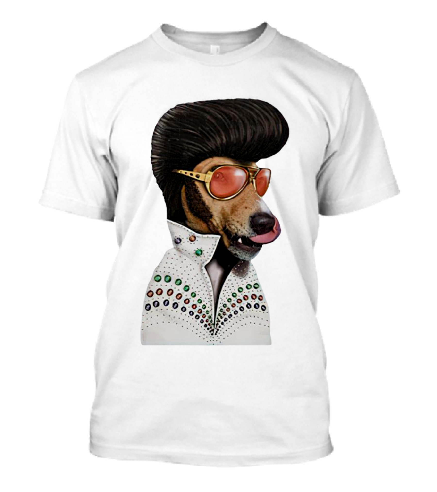 Elvis Dog Costume With Sunglasses And Rhinestone Jumpsuit T-Shirt