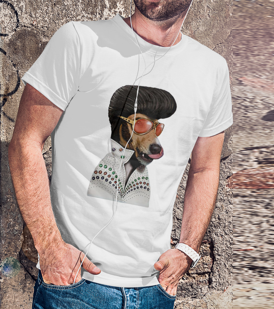 Elvis Dog Costume With Sunglasses And Rhinestone Jumpsuit T-Shirt