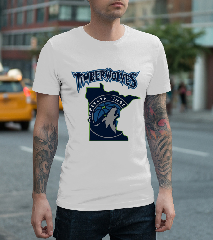 Minnesota Timberwolves Logo Map T-Shirt