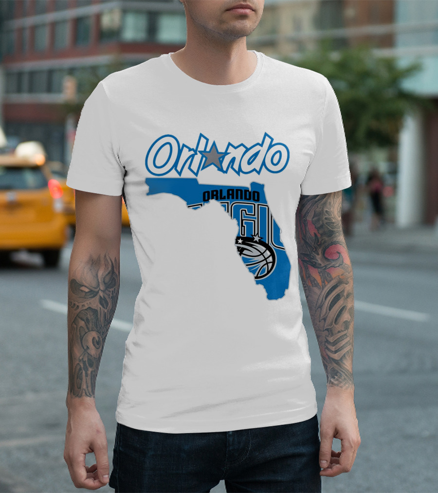Orlando Magic Florida Map Basketball T-Shirt