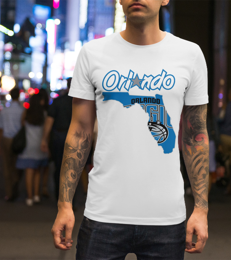 Orlando Magic Florida Map Basketball T-Shirt