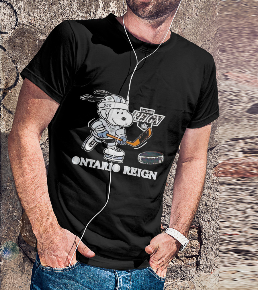 Snoopy Ontario Reign Hockey Player With Puck T-Shirt