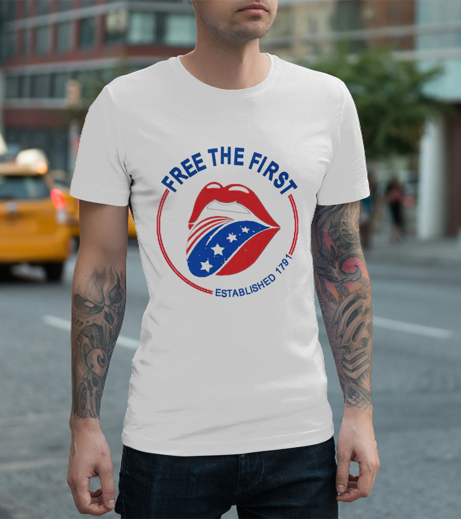 Free the First Red Lips Stars Established 1791 T-Shirt