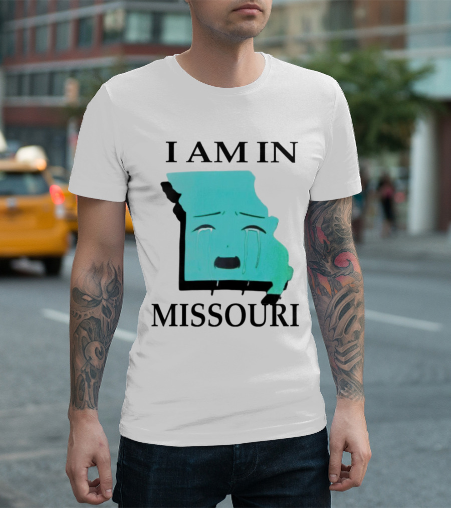 I Am in Missouri Crying Map Face T-Shirt