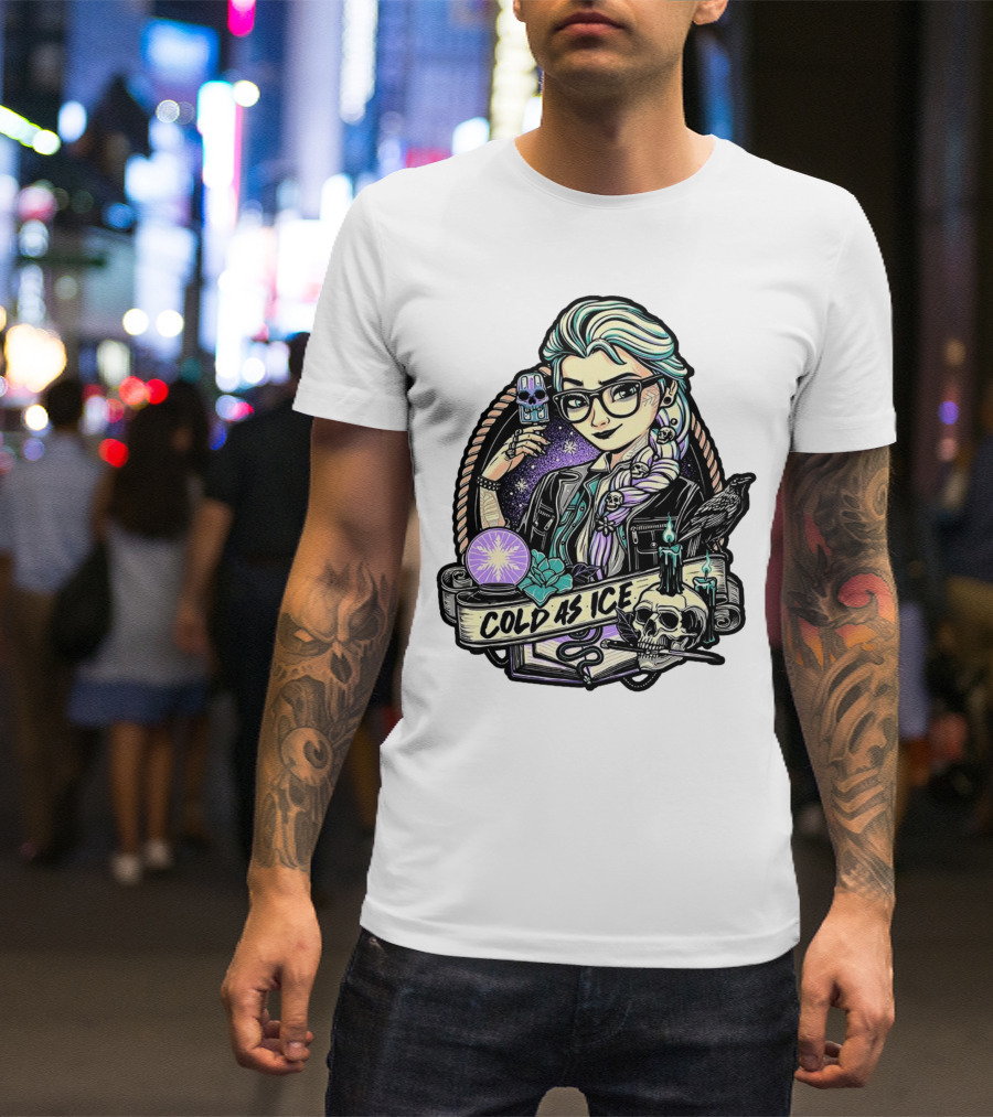 Frozen Elsa Cold As Ice Skull Raven Gothic Elements T-Shirt