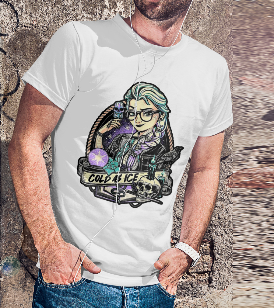Frozen Elsa Cold As Ice Skull Raven Gothic Elements T-Shirt
