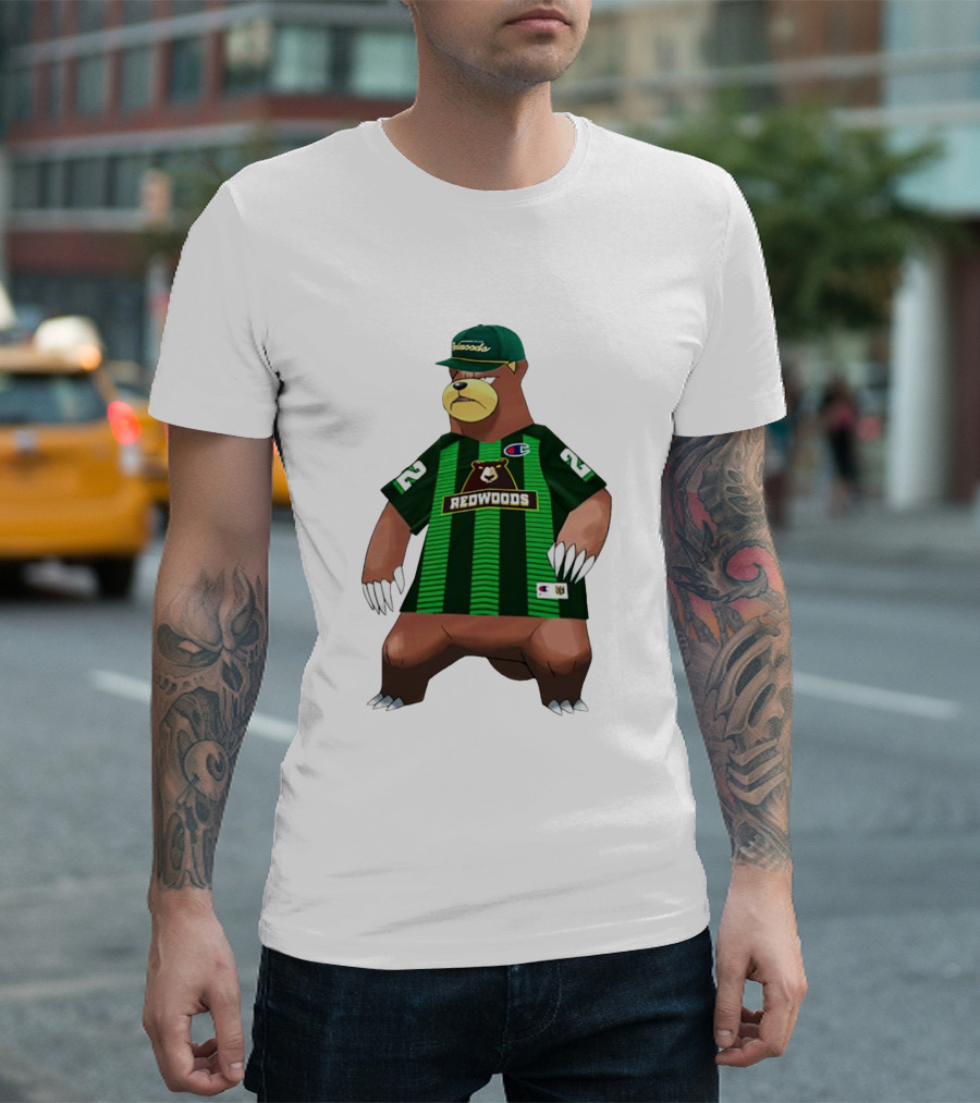 Redwoods Lacrosse Bear Mascot Green Jersey 22 T-Shirt