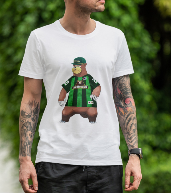 Redwoods Lacrosse Bear Mascot Green Jersey 22 T-Shirt