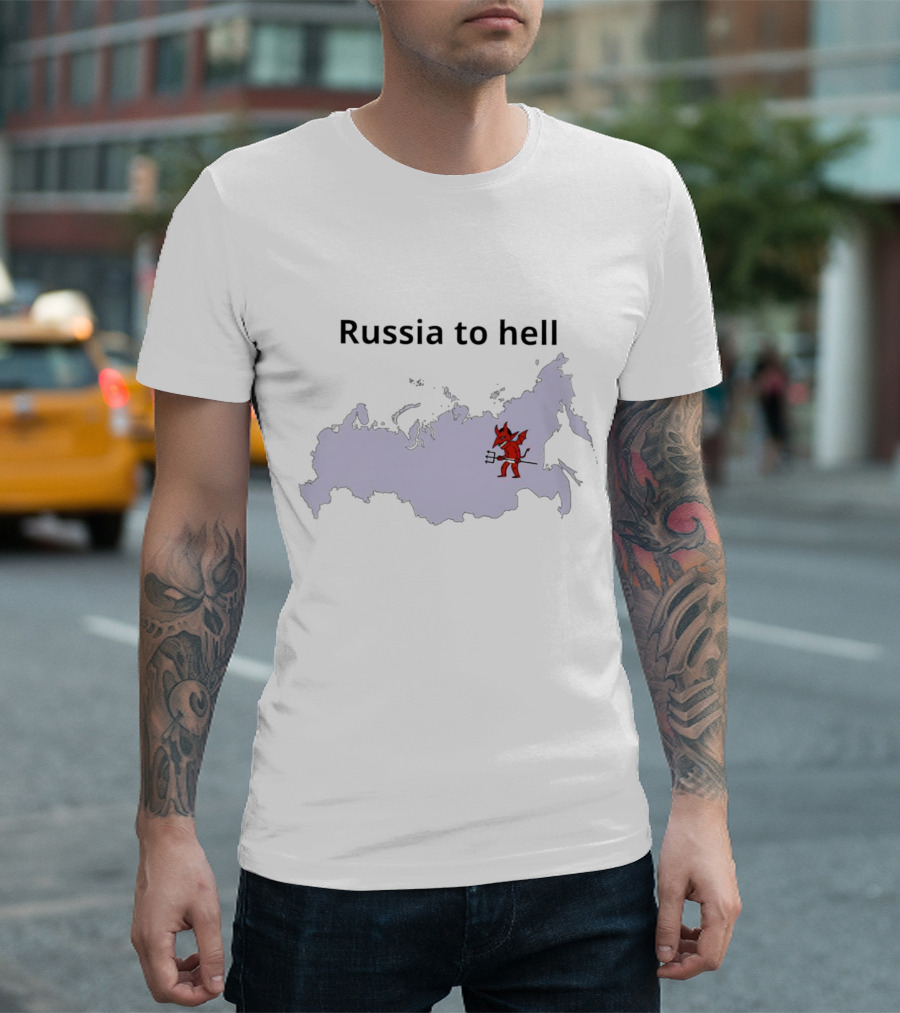 Russia to Hell Devil Map T-Shirt