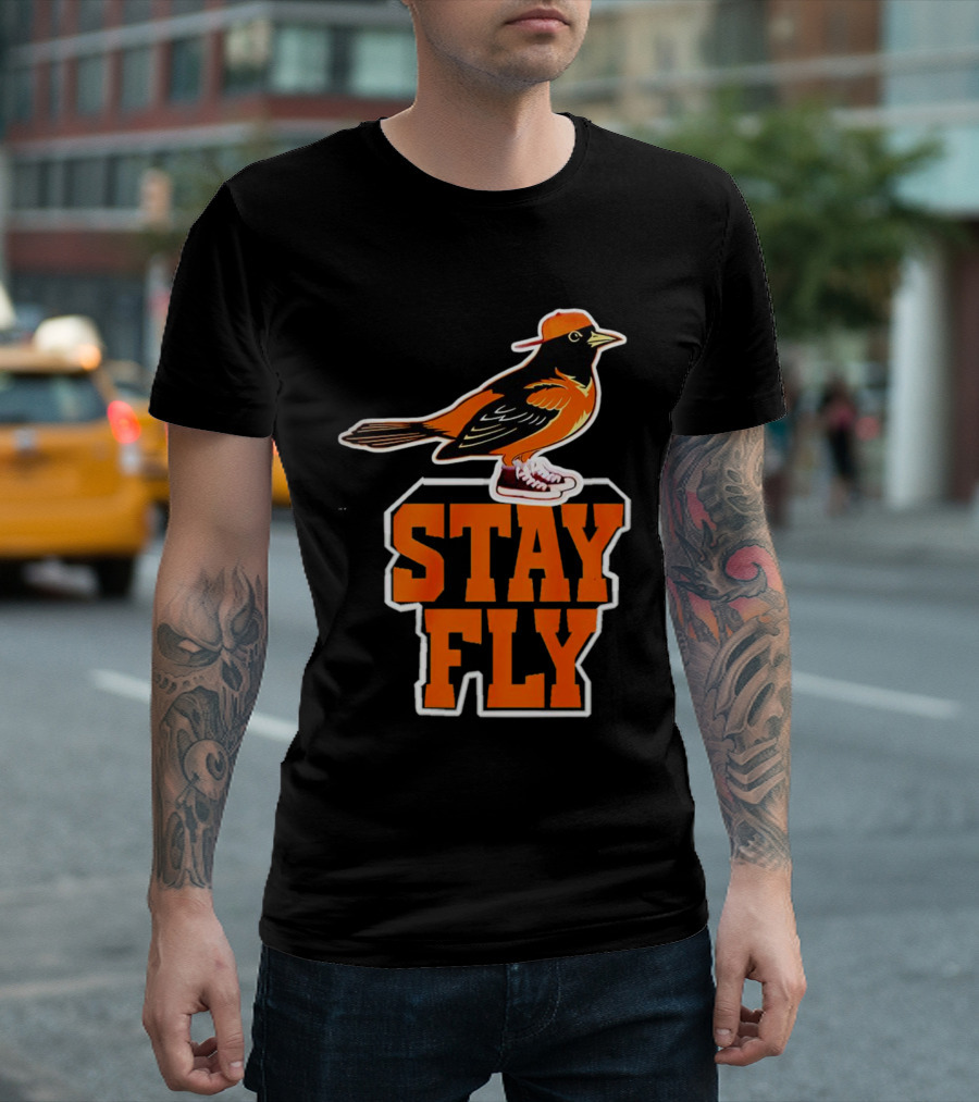 Baltimore Orioles Stay Fly Bird with Sneakers and Cap T-Shirt