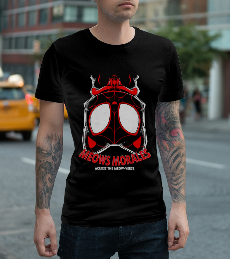 Meows Morales Across The Meow-Verse Spider Cat Mask T-Shirt