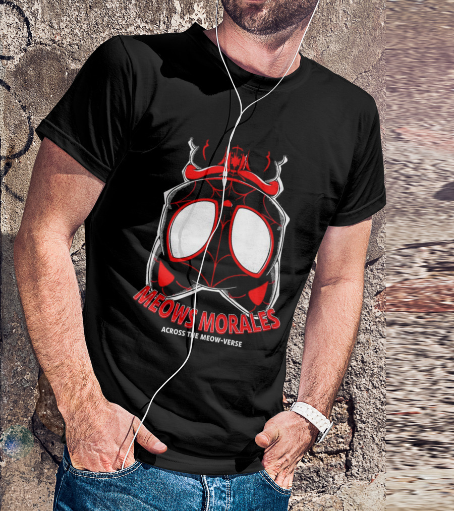 Meows Morales Across The Meow-Verse Spider Cat Mask T-Shirt