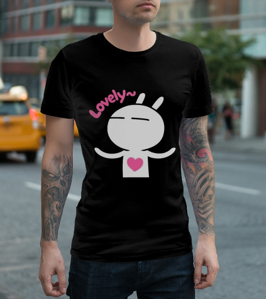 Lovely Emotion Tuzki Character with Heart T-Shirt