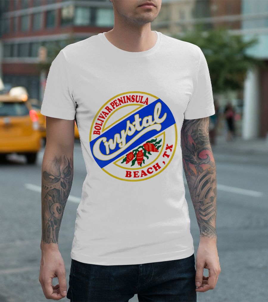 Bolivar Peninsula Crystal Beach TX Shells Circle Badge T-Shirt