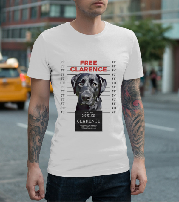 Free Clarence Mugshot Dog T-Shirt