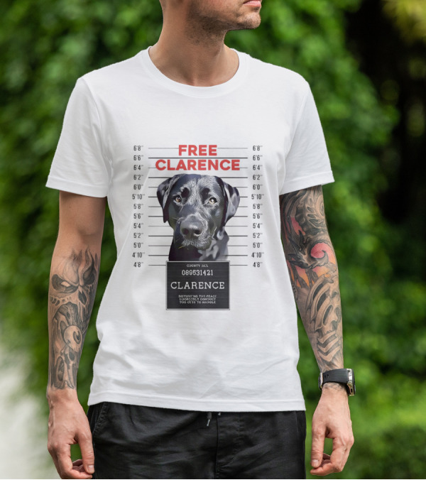 Free Clarence Mugshot Dog T-Shirt