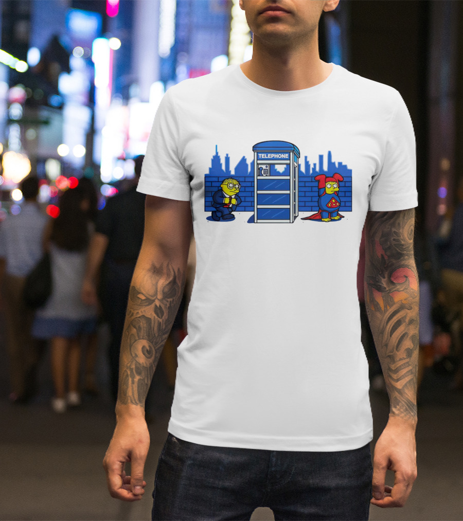 Simpson Telephone Booth Superhero Transform T-Shirt