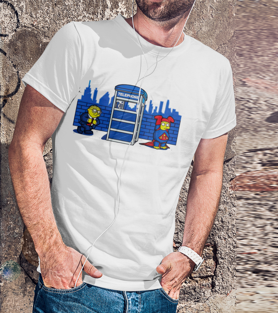 Simpson Telephone Booth Superhero Transform T-Shirt