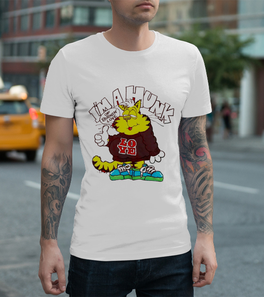 Garfield I'm a Hunk of Burnin Love with Bold Sweater and Sneakers T-Shirt