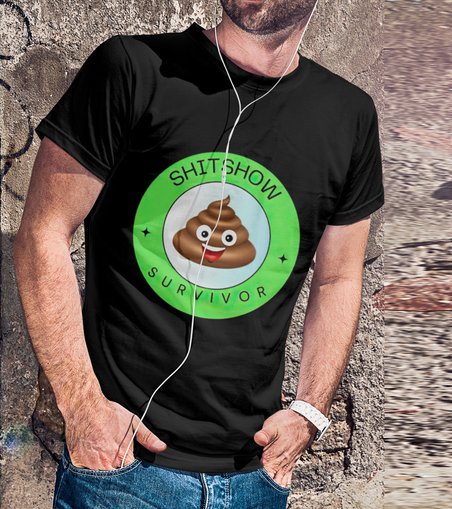 Shitshow Survivor Poop Emoji Circle Emblem T-Shirt