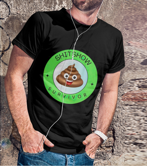 Shitshow Survivor Poop Emoji Circle Emblem T-Shirt