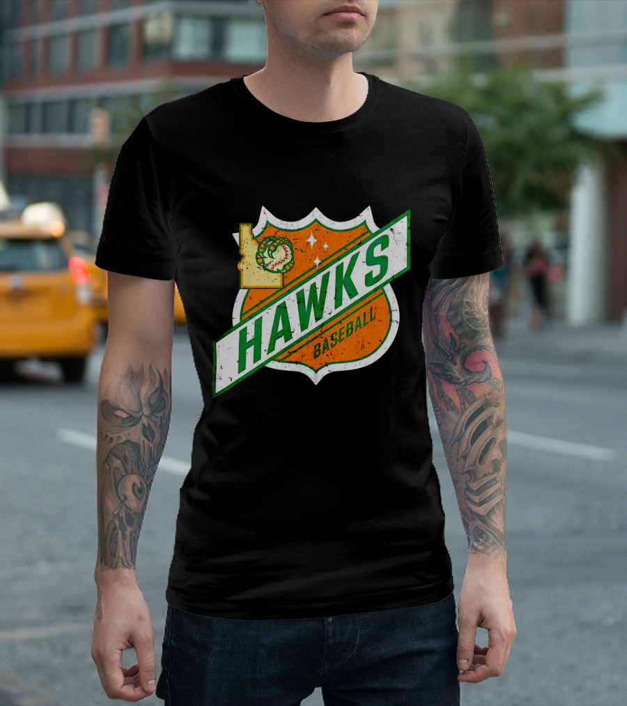 Hawks Baseball Idaho Highway Shield T-Shirt