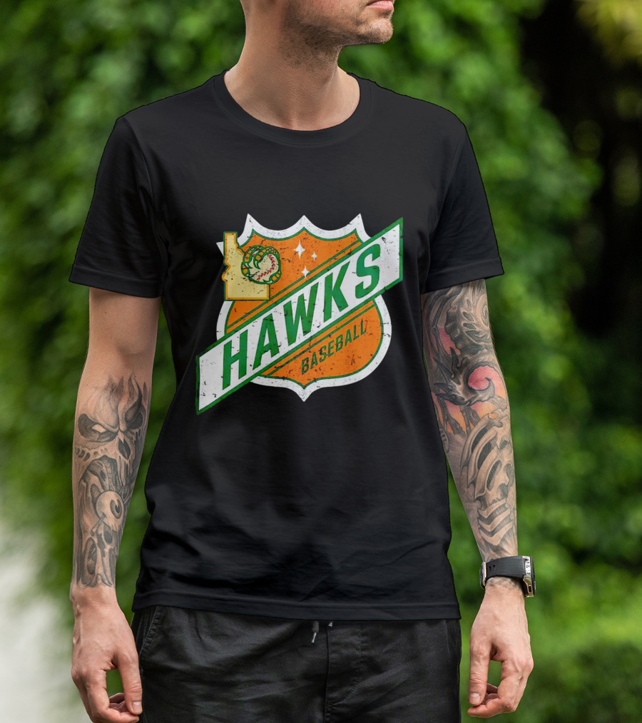 Hawks Baseball Idaho Highway Shield T-Shirt