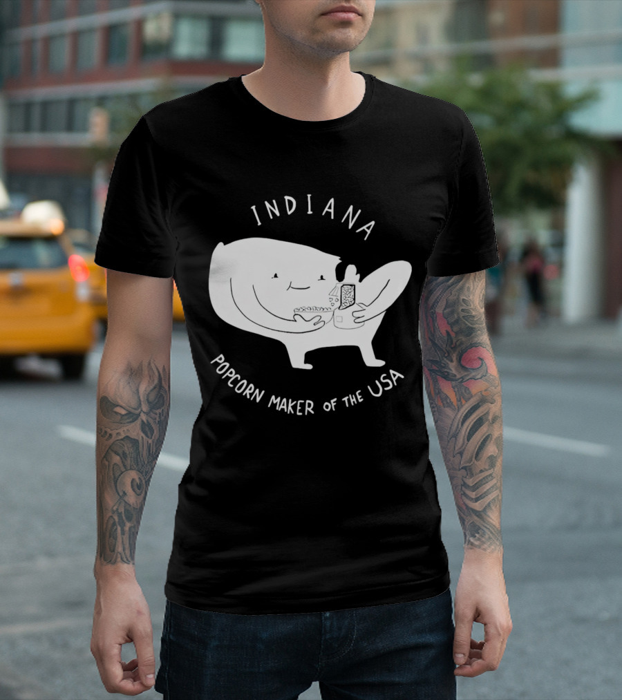 INDIANA Popcorn Maker Of The USA Cartoon Character T-Shirt