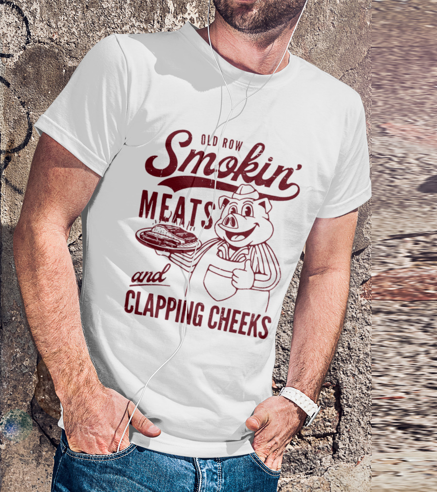 Old Row Smokin' Meats And Clapping Cheeks Pig With Tray T-Shirt