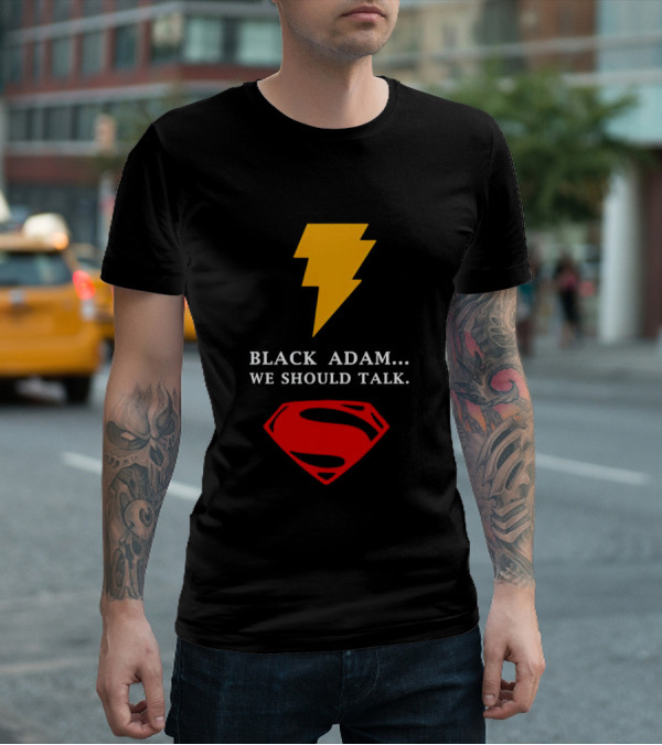 Black Adam We Should Talk Lightning Bolt Superman Emblem T-Shirt