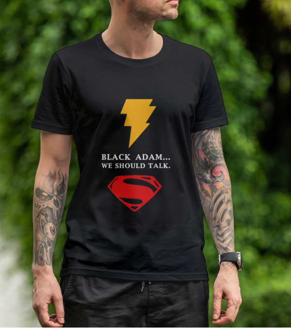 Black Adam We Should Talk Lightning Bolt Superman Emblem T-Shirt
